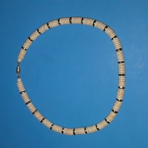 1980s Pukka Shell Choker with Gold Colored Beads
